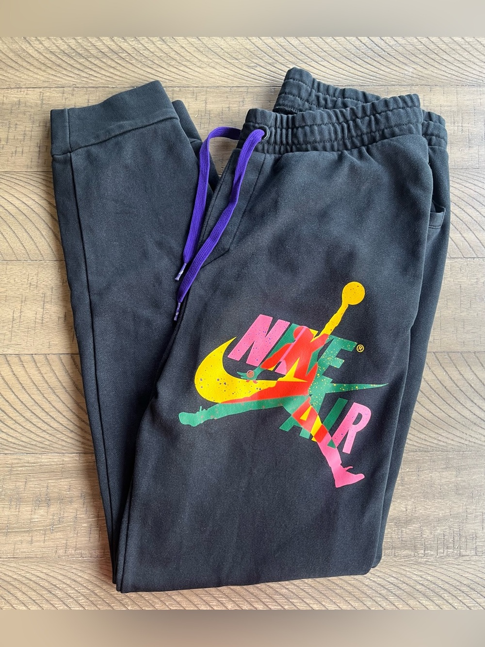 Nike Air Jordan Multicolor Jumpman Black Sweatpants Men's Size Medium